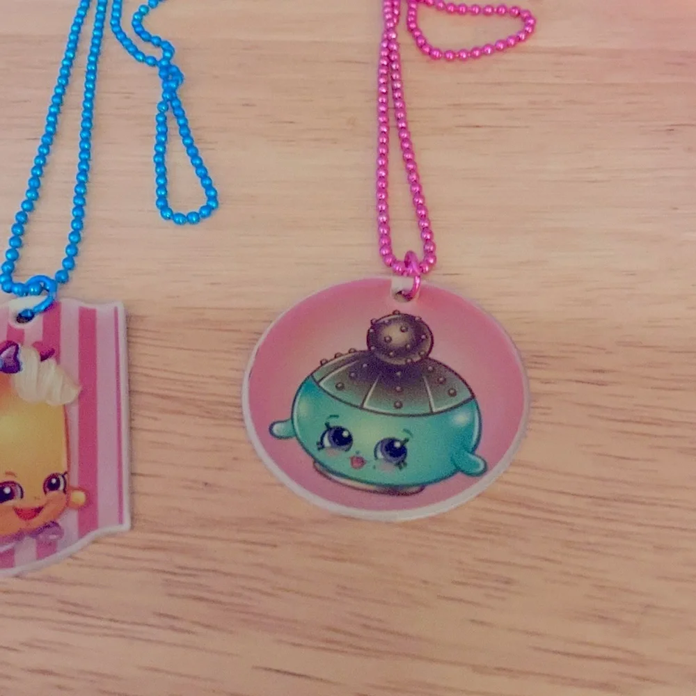 Three Shopkins Charm Necklaces/Dog Tags